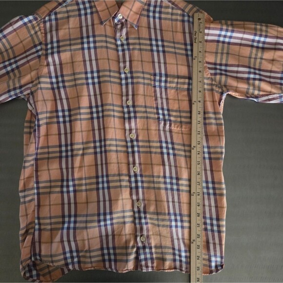 Burberry London Nova Check Plaid Long Sleeve Button Front Cotton Twill Shirt M - Picture 15 of 15